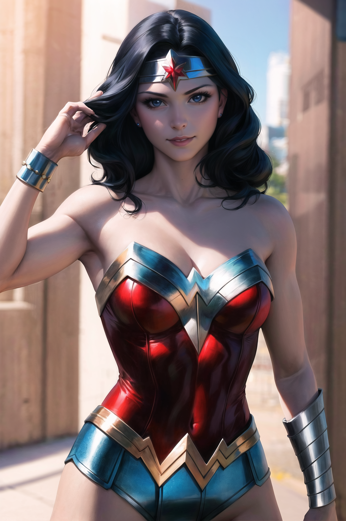 00510-667688149-artgerm, 1girl, armpit crease, bare shoulders, bird, black hair, blue eyes, blurry, blurry background, bracelet, breasts, circle.png